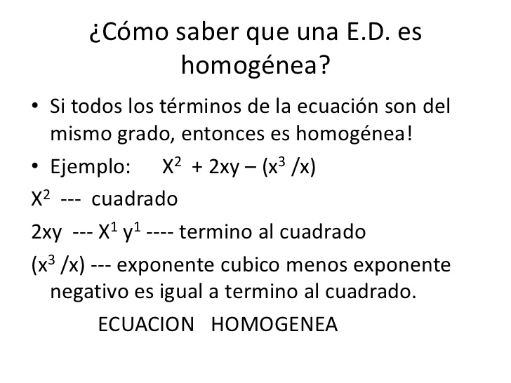 ecuaciones diferenciales homogeneas